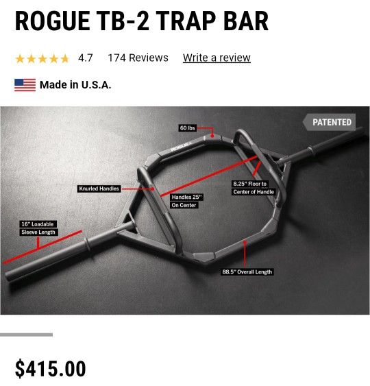 Rogue Trap Bar With Plate Set And Collars