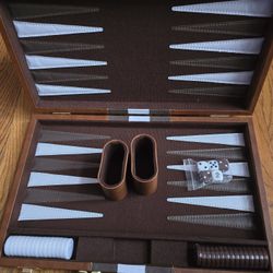 Backgammon Set - Classic Board Game with Premium Leather Case