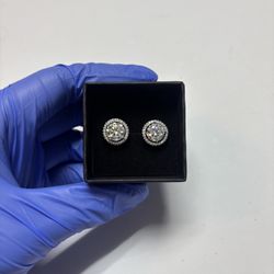 2.0 ct Halo Moissanite Earrings - 8.0mm - Very Shiny
