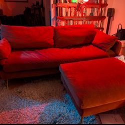 Sofa And Ottoman Rust Red/Orange 