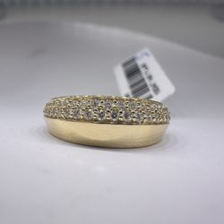 Half Pavé Knife Edge Diamond Wedding Band 14k Yellow Gold Ring 