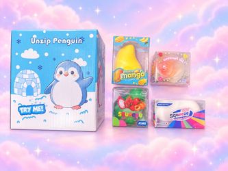 Bundle of 5  Squishies Jumbo Penguin, Crunchy Mango, Vaseline Mango, Coconut Oil Rose, Soap