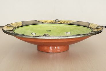 Decorative Ceramic Moroccan Bowl / Metal Accents