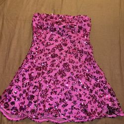 Pink Sequin Disco Mini Dress