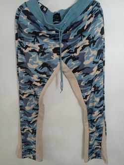 Blue Camoflauge Super STACKED Sweatpants New SIZE MEDIUM