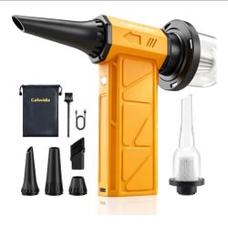 Compressed Air Duster & Vacuum, 2-in-1 Electric Air Duster 130000RPM, 4-Speed Adjustable, Rechargeable Cordless Air Blower with LCD Display for PC, Ke