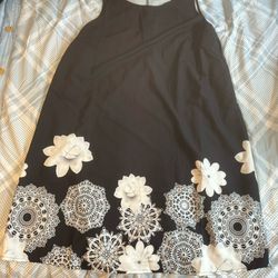 SHEIN CURVE Black White Floral Lightweight Sleeveless Dress Size 2XL