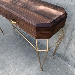 Modern Wood Sideboard Entry Table with Geometrical Steel Base