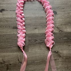 Pink Graduation Lei With Satin And Sheet Ribbon
