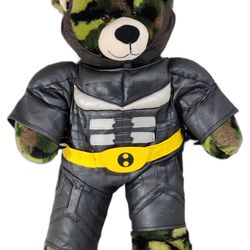 Camo Build-A-Bear in D.C. Comics Batman Suit and Aviator Pilot's Helmet