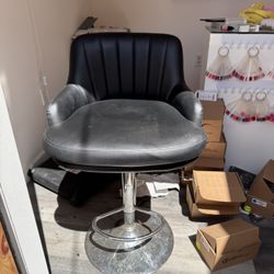 black leather bar stool
