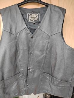 First Genuine Leather Black Vest Size 56