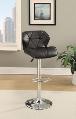 2 black faux leather bar stools