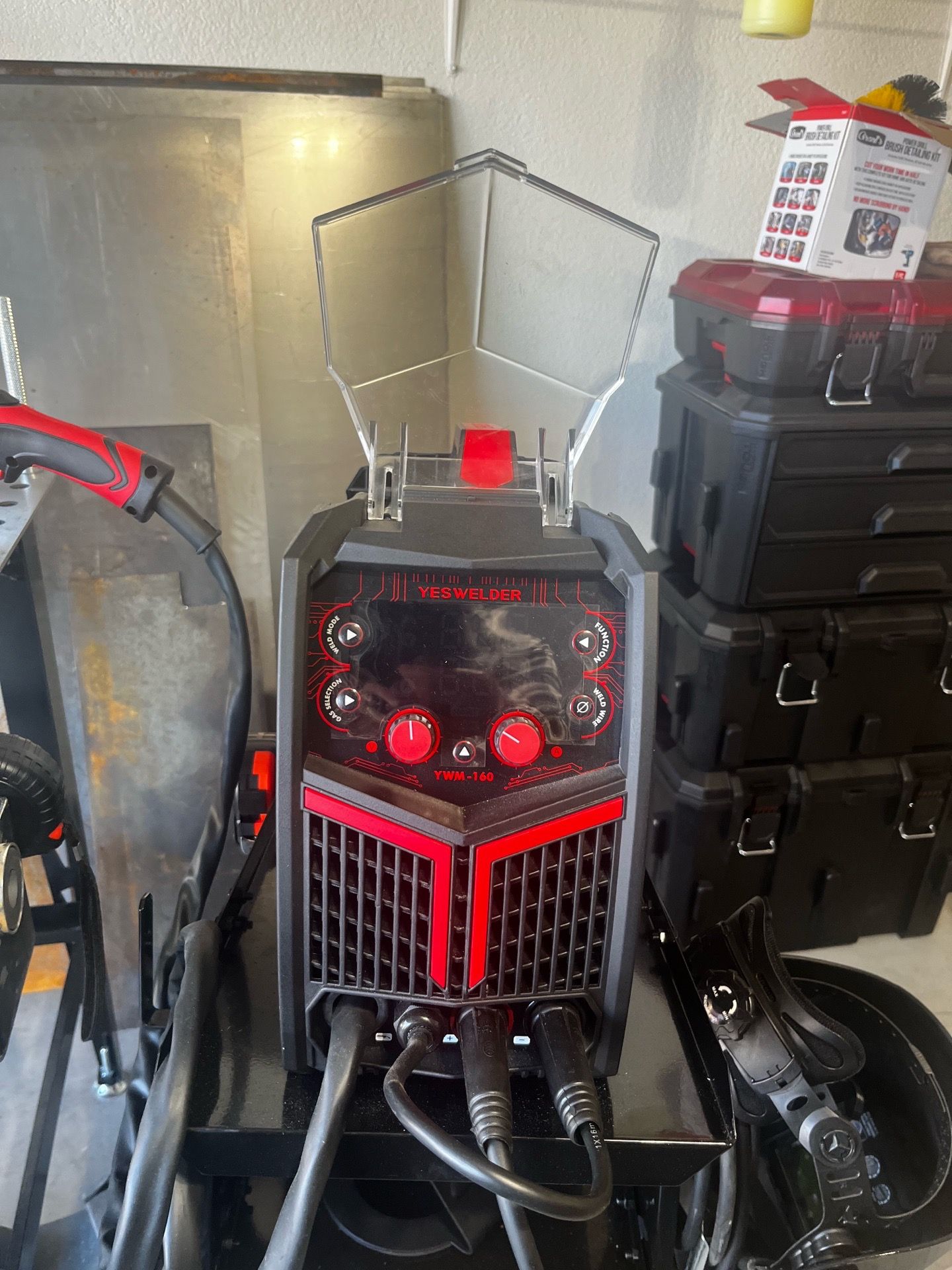 Welder, table and tools