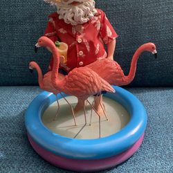 Possible dreams, Santa kitty pool with flamingos Christmas decoration