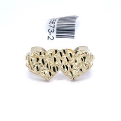 10Kt Yellow Gold Double Nugget Hearts Ring 2.67g Size 11.5 215673/2