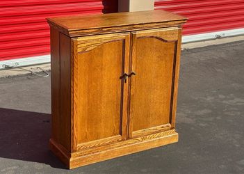 Oak Wood Two-Door Storage Cabinet