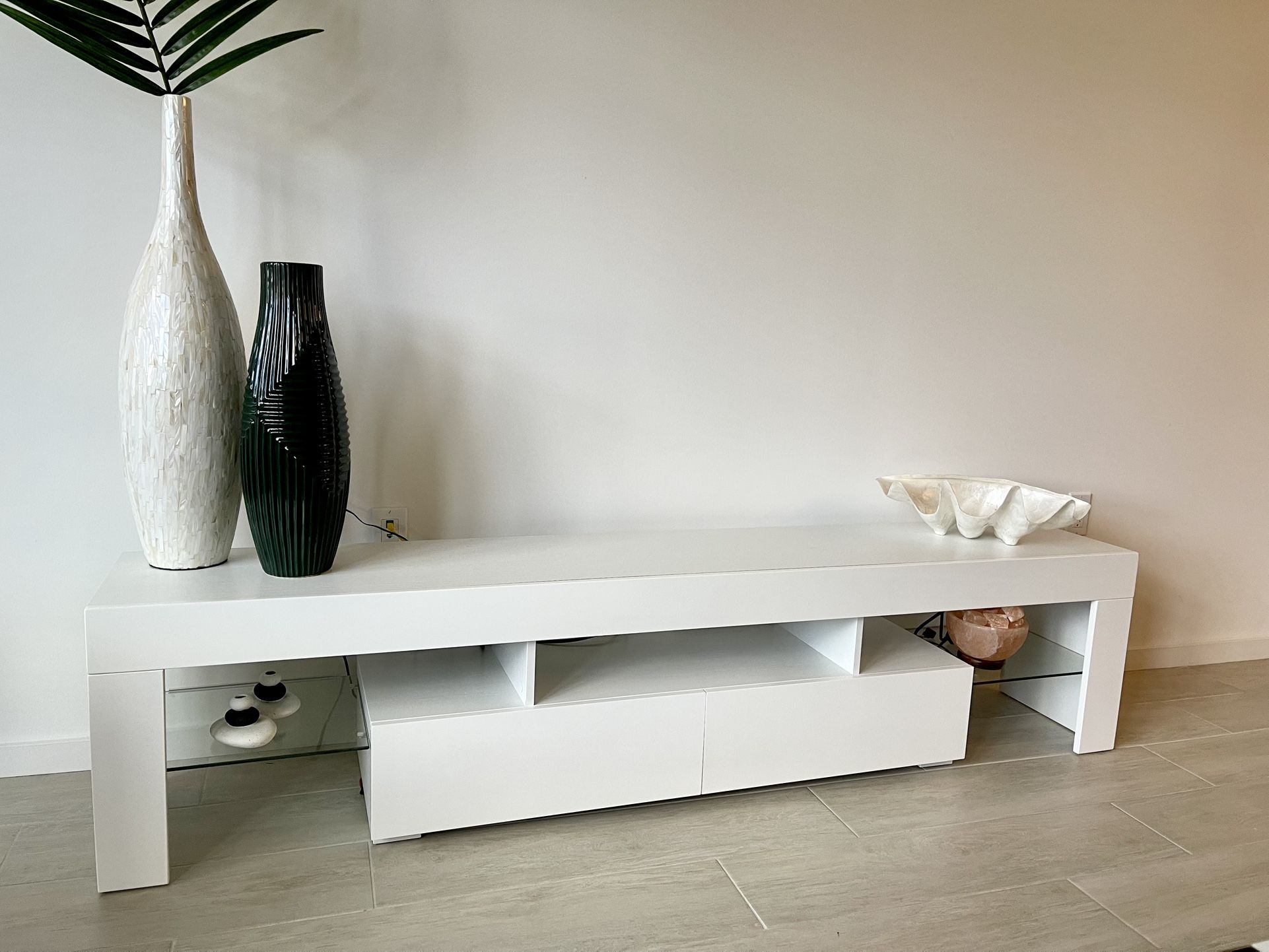 White Contemporary TV Stand Console Table