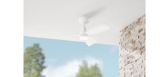 Hampton Bay Marlston 36 in. Indoor/Outdoor White Ceiling Fan with Adjustable White LED and Remote