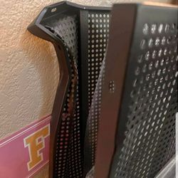 Garage wall shelves. 18”x47” 
Can hold up to 250lbs per shelves. 

I