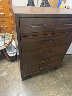 Dark Brown Wood Chest of Drawers