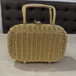 Vintage 1960s Gold Tone Woven Metal Purse