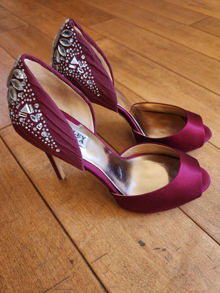 Badgley Mischka Women's Shadow Garnet Red Satin D'Orsay 8 M