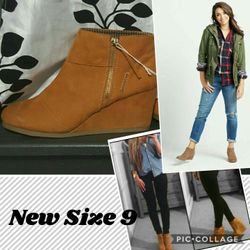 Cute Tan wedge booties New