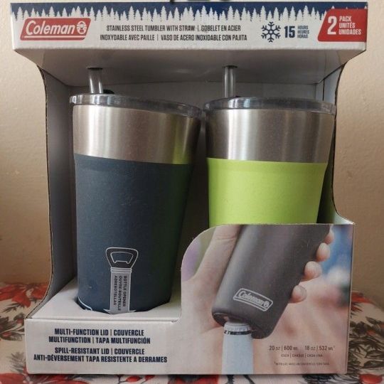 Stainless Steel Tumbler with Straw - By: Coleman