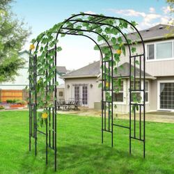 Large Tall 87 in. Garden Metal Arch Trellis for Climbing Plant Outdoor Metal Garden Arbor Wedding Arches for Lawn, Black