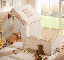 Besrey Kids Play Tent with Enclosure, biege