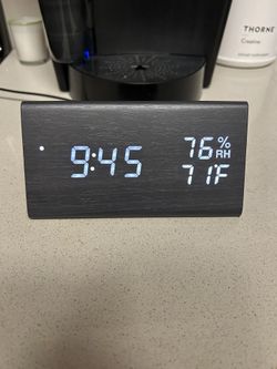 Digital LED Alarm Clock with Temp & Humidity Display
