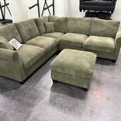 Green Sofa Sectional w/ Free Ottoman