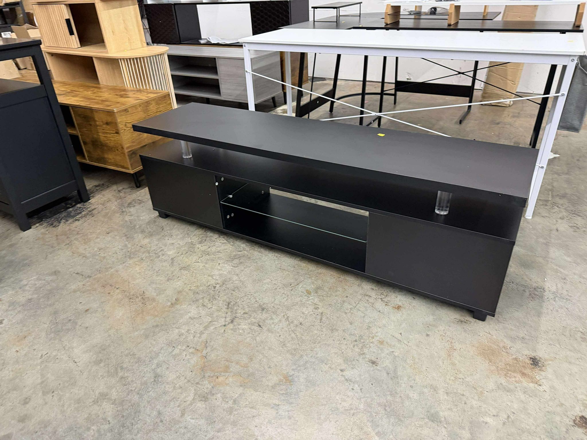 Modern TV Stand for 70 Inch TV, LED Gaming Entertainment Center Media Storage Console Table