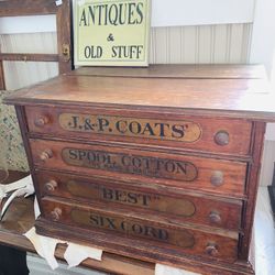 Antique J&P Coats Spool Cabinet