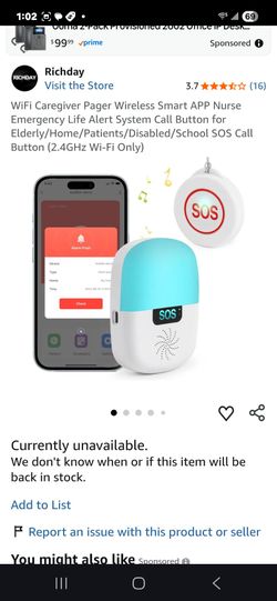 WiFi Caregiver Pager Wireless Smart APP Nurse Emergency Life Alert