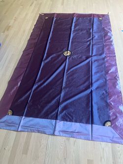 Purple Satiny Tablecloth with Medallion Details