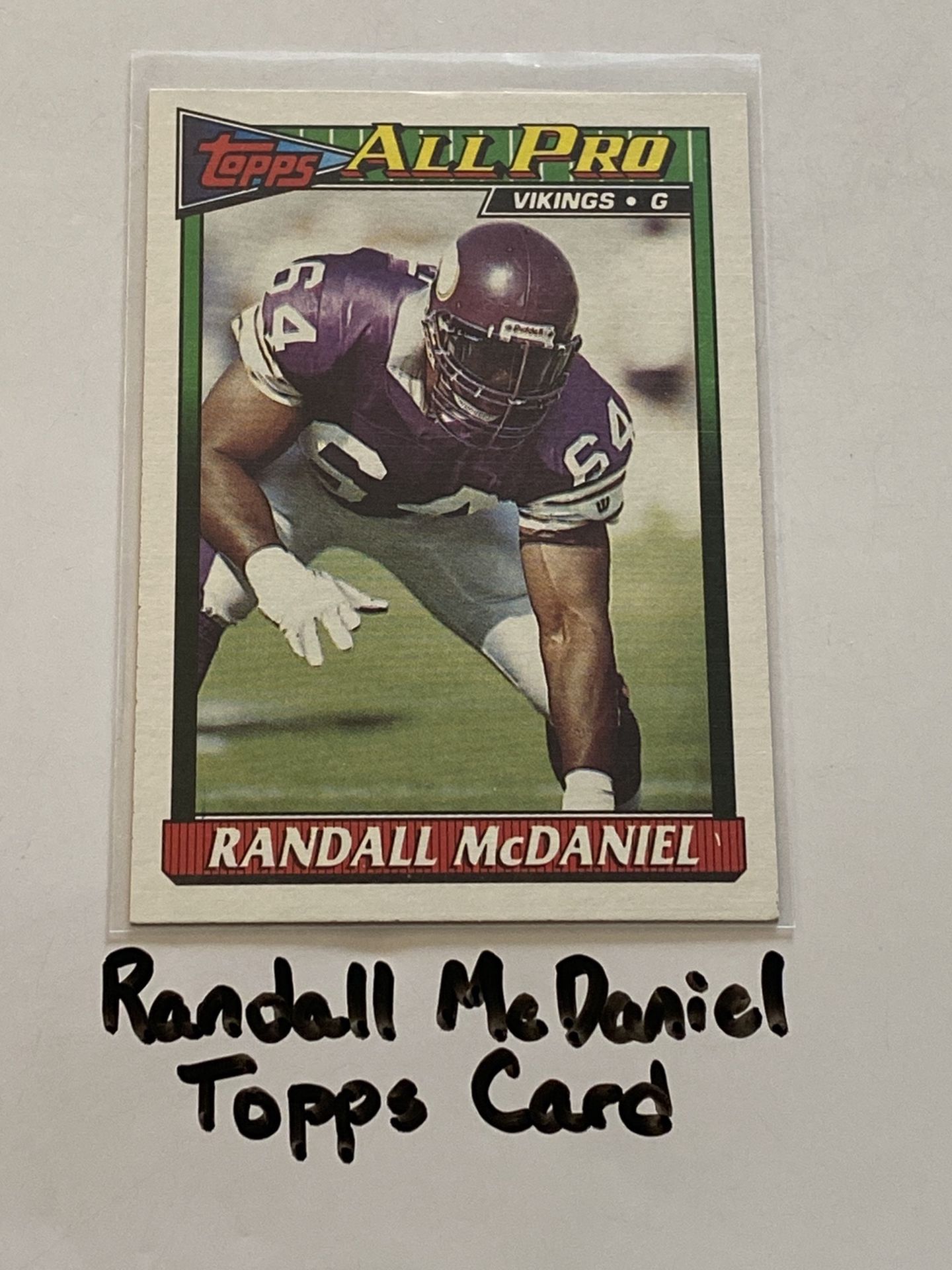 Randall McDaniel Minnesota Vikings Hall of Fame Guard Topps Card.