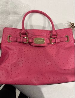 Michael Kors Pink Ostrich-Embossed Leather Handbag