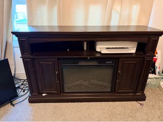 Modern Electric Fireplace Wood TV Stand | Doors | Shelves |