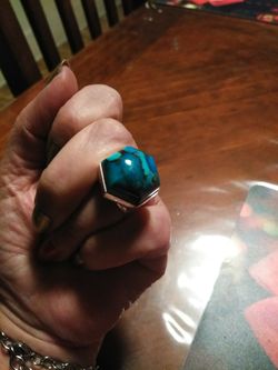 Real turquoise Ring.Size 7. Sterling silver.