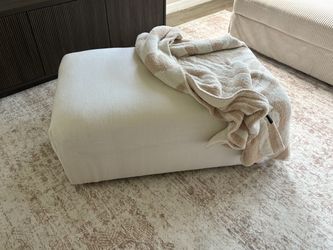 White linen modular Ottoman