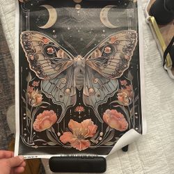 Whimsigoth Moth, Botanical Butterfly, Insect Poster