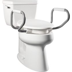 Bemis Clean Shield 3" Raised Toilet Seat With Support Arms, Elongated, White Elongated With Support Arms
