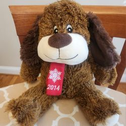 Brown Puppy Dog 2014 Snowflake Scarf Plush Stuffed Animal Toy, 16"