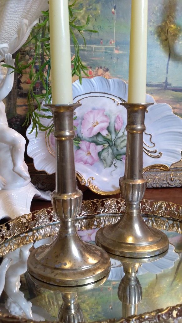 Antique Brass Candle Holders 