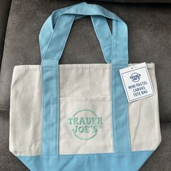 New Trader Joe’s Blue Canvas Tote Mini Bag.