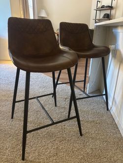 Faux Leather Brown Bar Stools