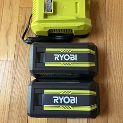 *NEW* Ryobi 40v 4.0Ah battery (2-pack) with Rapid charger