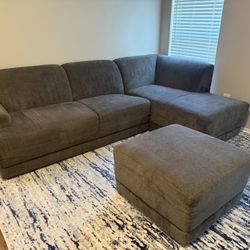 Dark Grey Couch With Ottoman 